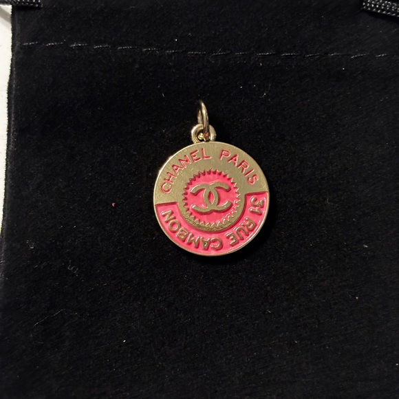 CHANEL Accessories - Chanel Pink and Gold Zipper Pull Charm Pendant